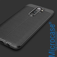 Microcase Xiaomi Redmi 9 Leather Tpu Silikon Kılıf - Siyah