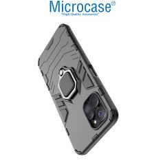 Microcase Realme 9i 4G Batman Serisi Yüzük Standlı Armor Kılıf - Siyah AL3349