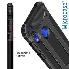 Microcase Xiaomi Redmi Note 7 - Note 7 Pro King Serisi Armor Perfect Koruma Kılıf Siyah + Tempered Glass Cam Koruma (SEÇENEKLİ)