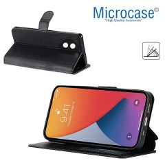 Microcase Huawei Nova Y91 Darbeye Dayanıklı Cüzdanlı ve Standlı Kapaklı Deri Kılıf Siyah AL4232
