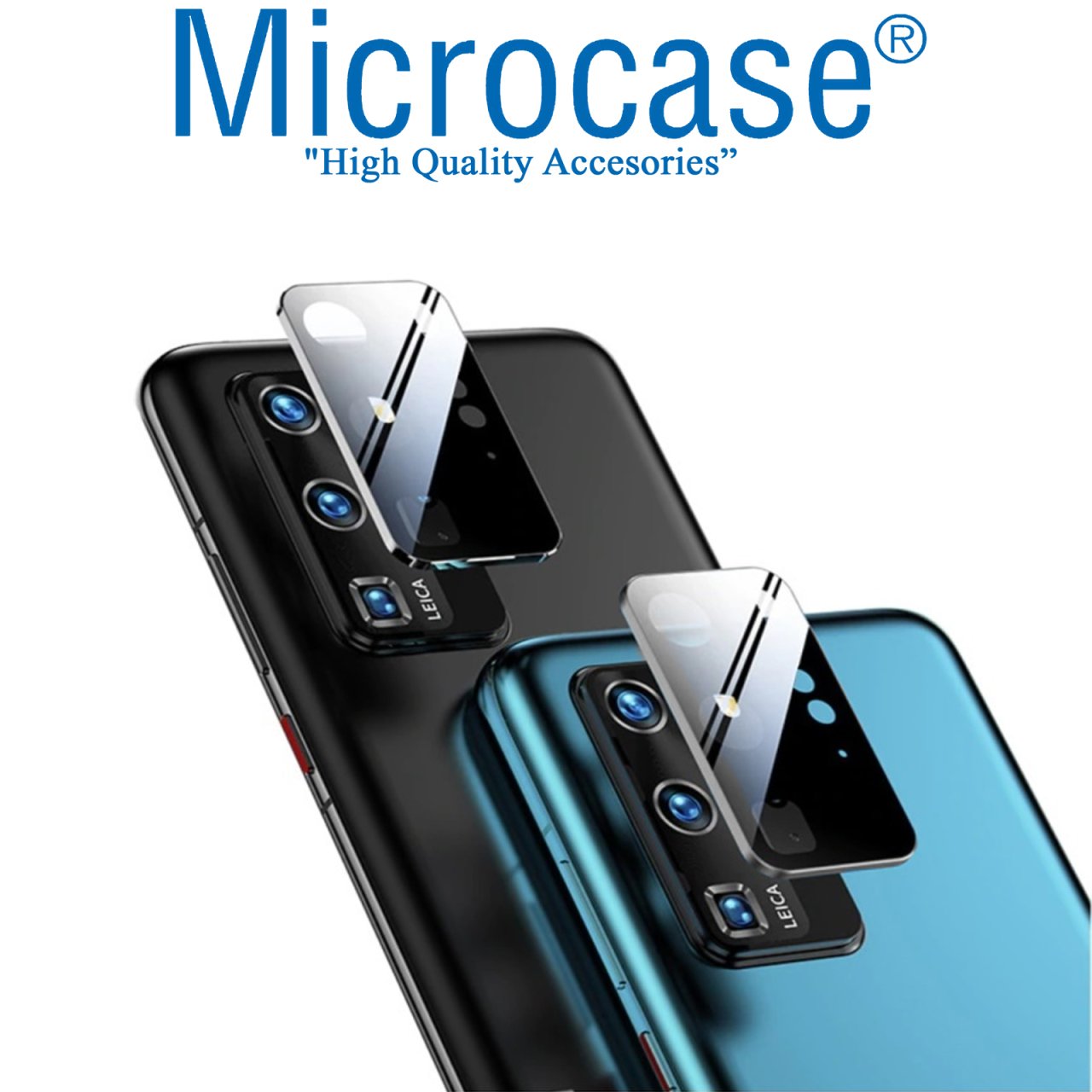 Huawei P40 Pro Plus Lens Koruyucu Glass Metal Çerçeveli -Siyah