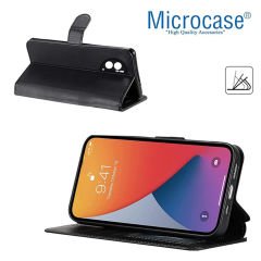 Microcase Huawei  Mate 50 Pro Darbeye Dayanıklı Cüzdanlı ve Standlı Kapaklı Deri Kılıf Siyah AL4232