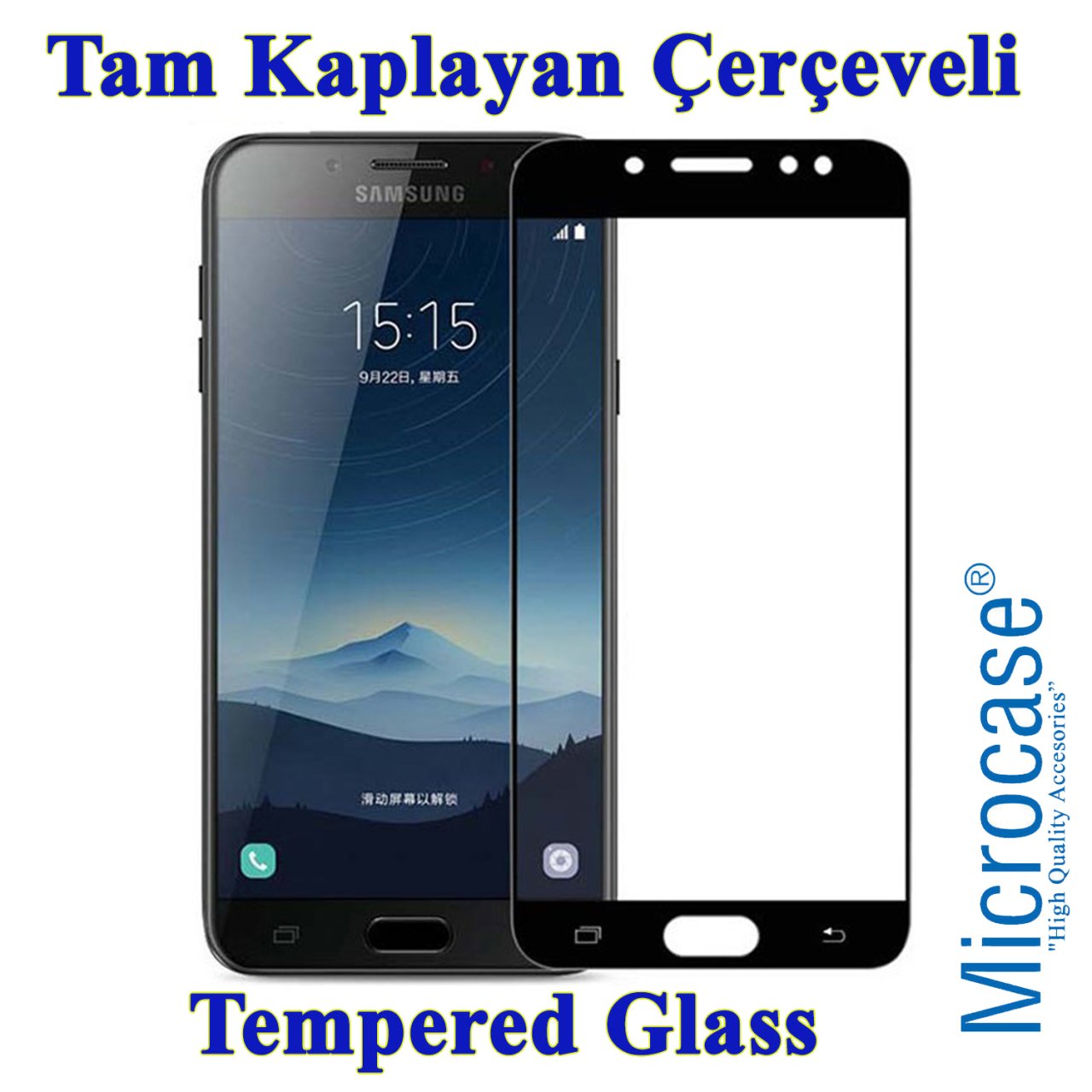 Microcase Samsung Galaxy C8 Tam Kaplayan Çerçeveli Koruyucu