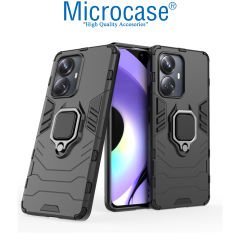 Microcase Realme 10 Pro Plus Batman Serisi Yüzük Standlı Armor Kılıf - Siyah AL3349