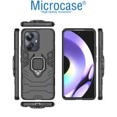 Microcase Realme 10 Pro Plus Batman Serisi Yüzük Standlı Armor Kılıf - Siyah AL3349