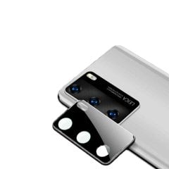 Huawei P40 Lens Koruyucu Glass Metal Çerçeveli - Siya