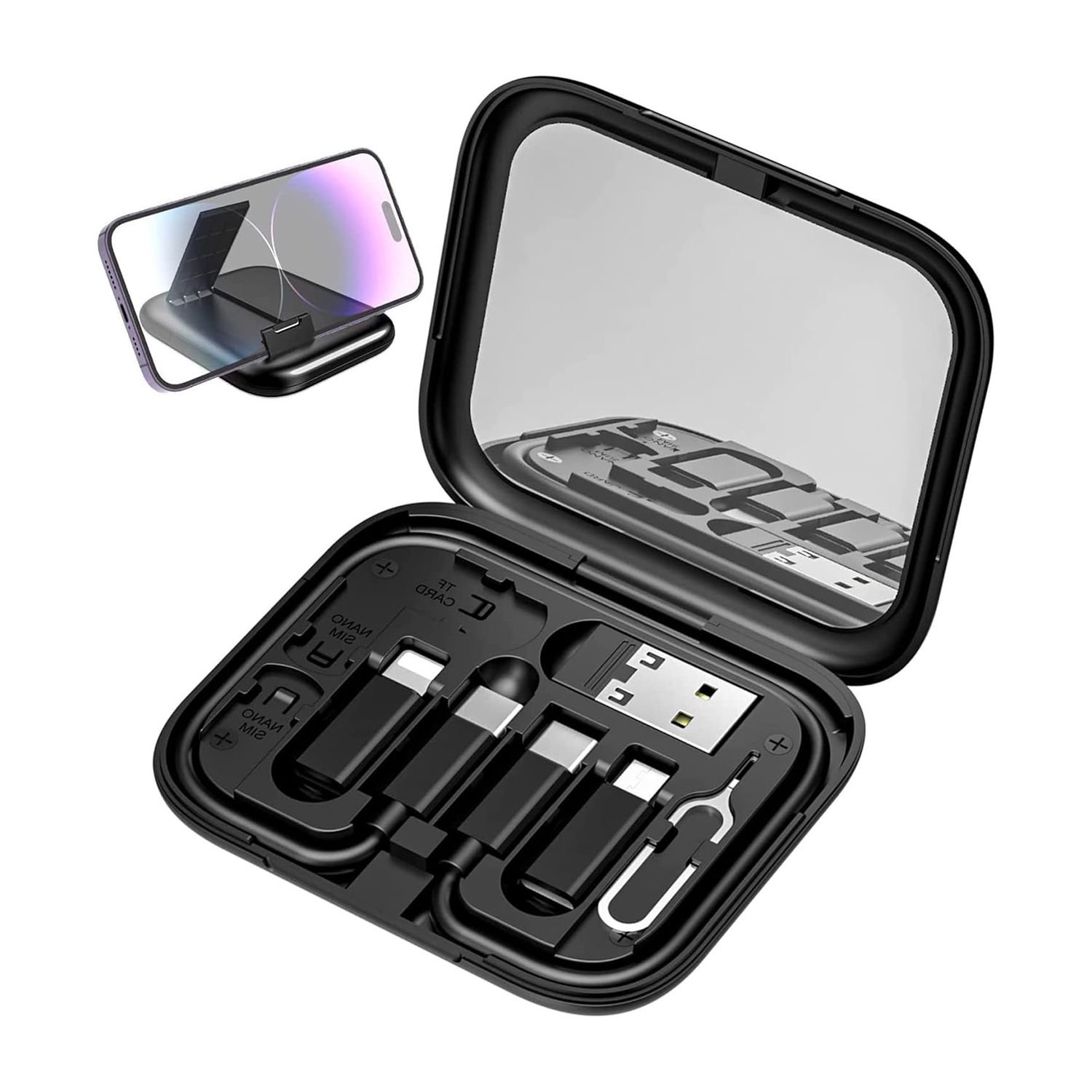 Microcase 10in1  Seyehat Tipi Çok Fonksiyonlu   Aynalı Telefon Tutuculu Kablo Set-AL4951