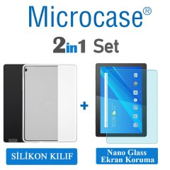 Microcase Lenovo TAB M10 10.1 X505F 4G LTE Tablet ZA490043TR Tablet Silikon Tpu Soft Kılıf - Şeffaf + Nano Esnek Ekran Koruma Filmi