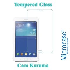 Microcase Samsung Galaxy Tab 3 Lite T110 T113 7 inch Tablet Universal Döner Standlı Kılıf - Siyah + Tempered Glass Cam Koruma
