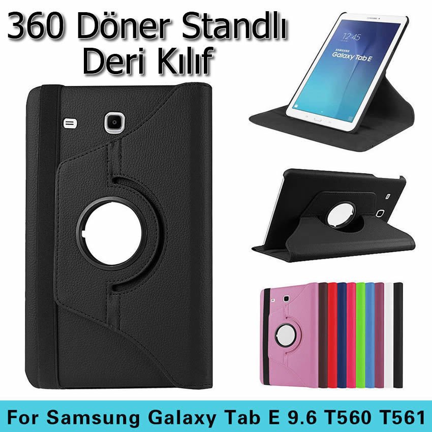 Galaxy Tab E T560 9.6'' Dönerli Kılıf + Kalem + Film