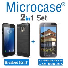 Samsung Galaxy J2 Core Brushed Carbon Kılıf + CAM