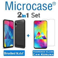 Samsung Galaxy M10 Brushed Carbon Kılıf + CAM