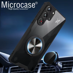 Microcase ZTE Nubia Red Magic 8 Pro ile Uyumlu Manyetik Mıknatıslı Yüzük Standlı Kılıf-AL5125