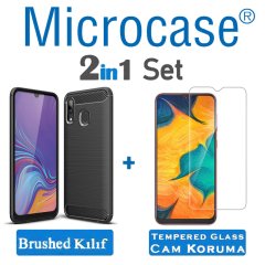 Samsung Galaxy A30 Brushed Carbon Kılıf + CAM