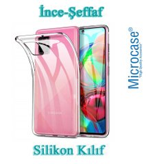 Microcase Samsung Galaxy A71 İnce 0.2 mm Soft Silikon Kılıf - Şeffaf + Tempered Glass Cam Koruma