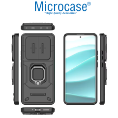 Microcase Xiaomi Redmi Note 14 Pro Plus 5G ile Uyumlu Kamera Kapaklı Manyetik Mıknatıslı Yüzük Standlı Kılıf-AL5128