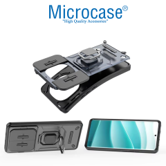 Microcase Xiaomi Redmi Note 14 Pro Plus 5G ile Uyumlu Kamera Kapaklı Manyetik Mıknatıslı Yüzük Standlı Kılıf-AL5128