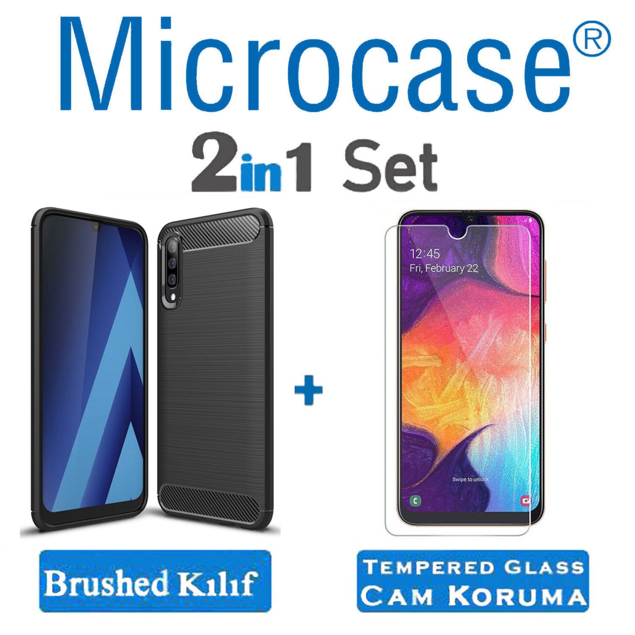 Samsung Galaxy A50 Brushed Carbon Kılıf + CAM