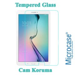 Microcase Samsung Galaxy Tab E 9.6 inch T560 T565 T567 Universal Döner Standlı Kılıf - Siyah + Tempered Glass Cam Koruma