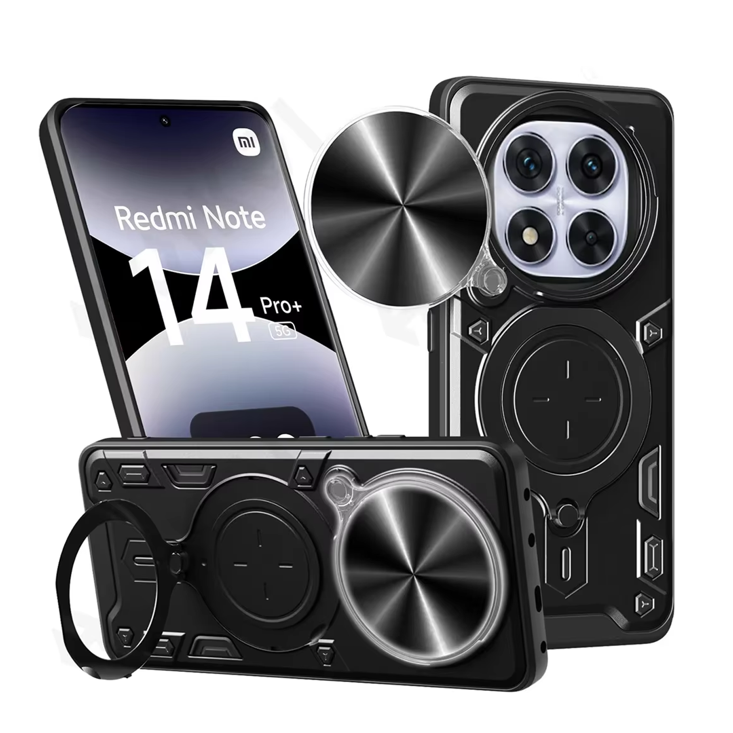 Microcase Xiaomi Redmi Note 14 Pro Plus 5G ile Uyumlu Kamera Kapaklı Yüzük Standlı Kılıf-AL5129