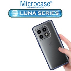 Microcase OnePlus 10 Pro Luna Serisi Köşe Korumalı Sert Rubber Kılıf - Mavi