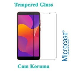 Microcase Huawei Y5P Alfa Serisi Armor Standlı Perfect Koruma Kılıf - Siyah + Tempered Glass Cam Koruma