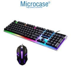 Microcase Kablolu Rgb LED Işıklı Oyuncu Gaming Klavye Mouse Set - AL4964