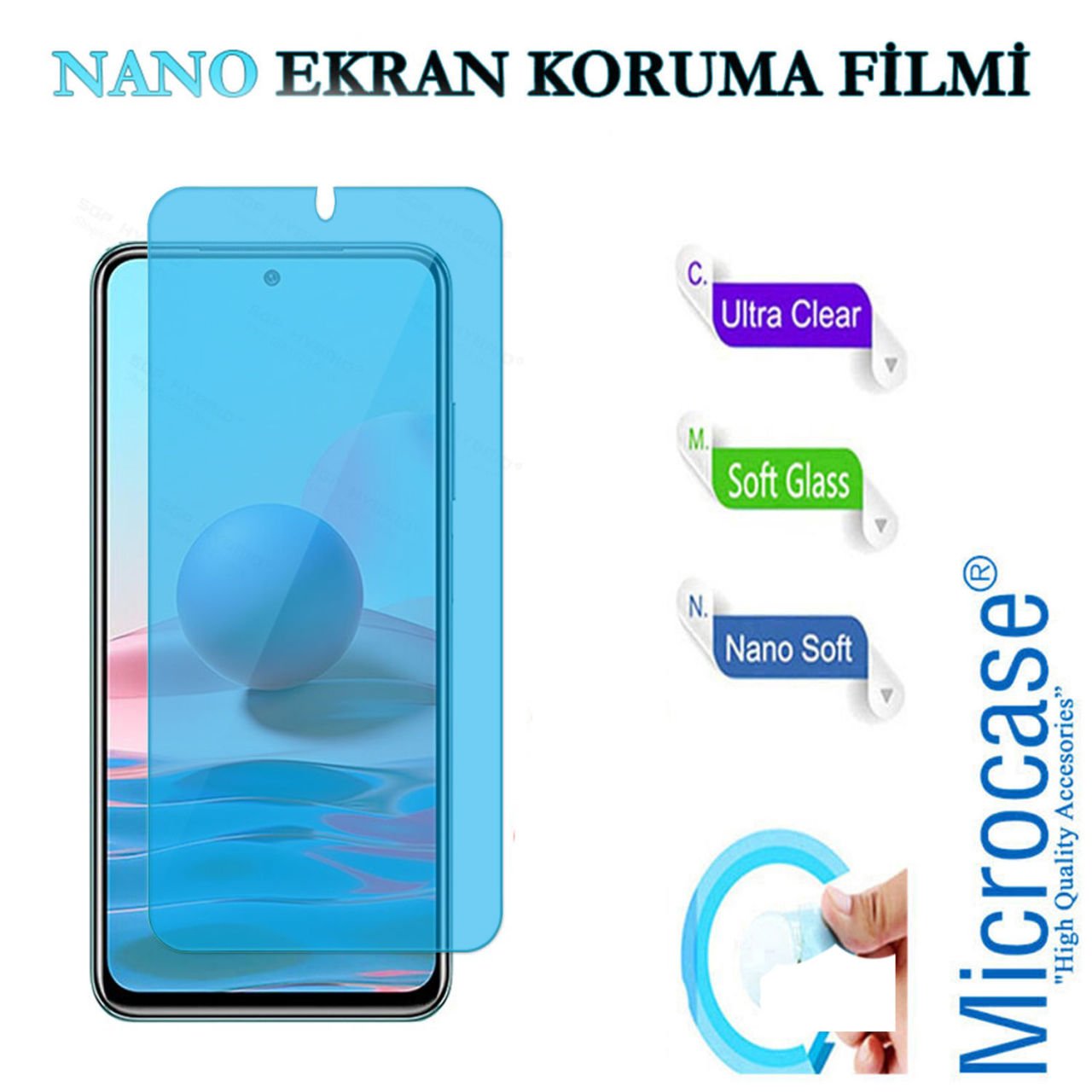 Microcase Xiaomi Redmi Note 10 Nano Glass Cam Ekran Koruma Filmi