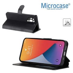 Microcase Xiaomi Mi  12S Ultra Darbeye Dayanıklı Cüzdanlı ve Standlı Kapaklı Deri Kılıf Siyah AL4232