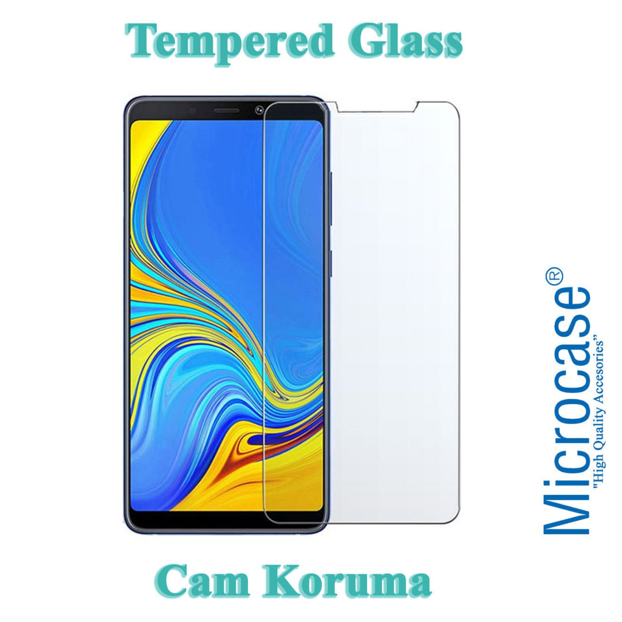 Microcase Samsung Galaxy A9 2018 Tempered Glass Cam Ekran Koruma