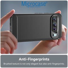 Microcase Google Pixel 9 Pro XL ile Uyumlu Brushed Carbon Fiber Silikon Kılıf - Siyah AL3332