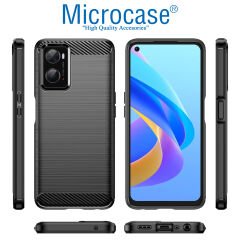 Microcase Realme 9i / Oppo A36 Brushed Carbon Fiber Silikon Kılıf - Siyah AL3332