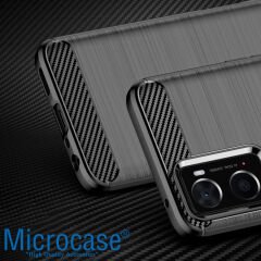 Microcase Realme 9i / Oppo A36 Brushed Carbon Fiber Silikon Kılıf - Siyah AL3332