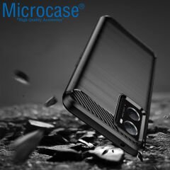 Microcase Realme 9i / Oppo A36 Brushed Carbon Fiber Silikon Kılıf - Siyah AL3332