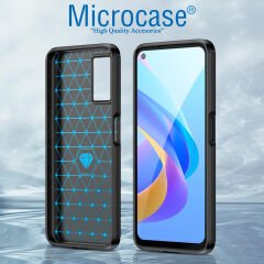 Microcase Realme 9i / Oppo A36 Brushed Carbon Fiber Silikon Kılıf - Siyah AL3332