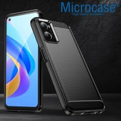 Microcase Realme 9i / Oppo A36 Brushed Carbon Fiber Silikon Kılıf - Siyah AL3332