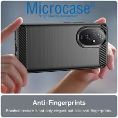 Microcase Honor 200 ile Uyumlu Brushed Carbon Fiber Silikon Kılıf - Siyah AL3332