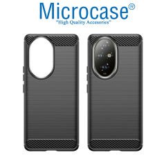 Microcase Honor 200 ile Uyumlu Brushed Carbon Fiber Silikon Kılıf - Siyah AL3332