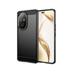 Microcase Honor 200 ile Uyumlu Brushed Carbon Fiber Silikon Kılıf - Siyah AL3332