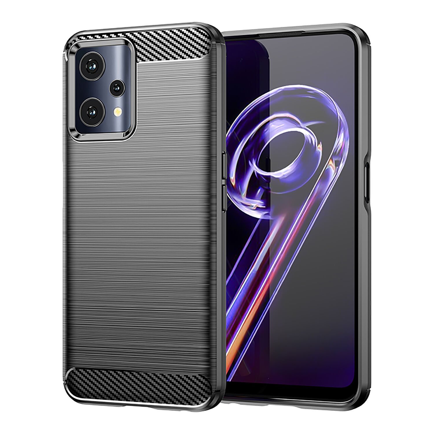Microcase Realme 9 Pro Brushed Carbon Fiber Silikon Kılıf - Siyah AL3332