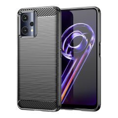 Microcase Realme 9 Pro Brushed Carbon Fiber Silikon Kılıf - Siyah AL3332