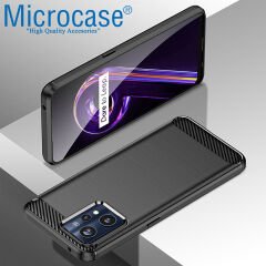 Microcase Realme 9 Pro Brushed Carbon Fiber Silikon Kılıf - Siyah AL3332