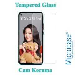 Microcase Huawei Nova 5i Pro Brushed Carbon Fiber Silikon Kılıf - Siyah + Tempered Glass Cam Koruma