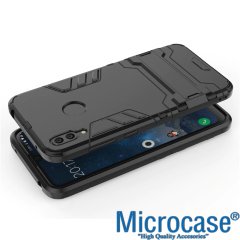 Microcase Huawei Y7 2019 Alfa Serisi Armor Standlı Perfect Koruma Kılıf - Siyah