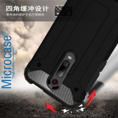 Microcase Xiaomi Mi 9T King Serisi Armor Perfect Koruma Kılıf Siyah + Tempered Glass Cam Koruma (SEÇENEKLİ)
