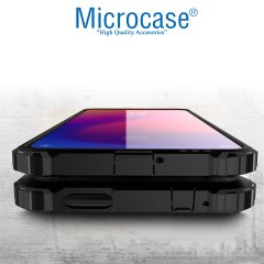 Microcase Xiaomi Mi 9T King Serisi Armor Perfect Koruma Kılıf Siyah + Tempered Glass Cam Koruma (SEÇENEKLİ)