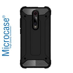 Microcase Xiaomi Mi 9T King Serisi Armor Perfect Koruma Kılıf Siyah + Tempered Glass Cam Koruma (SEÇENEKLİ)