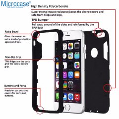 Microcase iPhone 8 Alfa Serisi Armor Standlı Perfect Koruma Kılıf - Siyah + Tempered Glass Cam Koruma