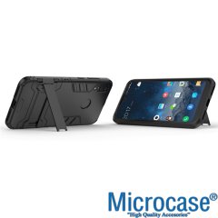 Microcase Huawei Y7 2019 Alfa Serisi Armor Standlı Perfect Koruma Kılıf - Siyah