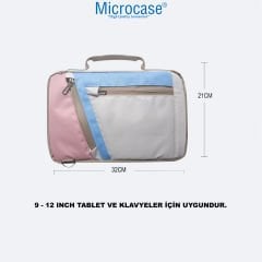 Microcase 9-12 inch Çok Gözlü Su Geçirmez Darbelere Dayanıklı Tablet Çantası AL4346 Pembe Mavi Krem